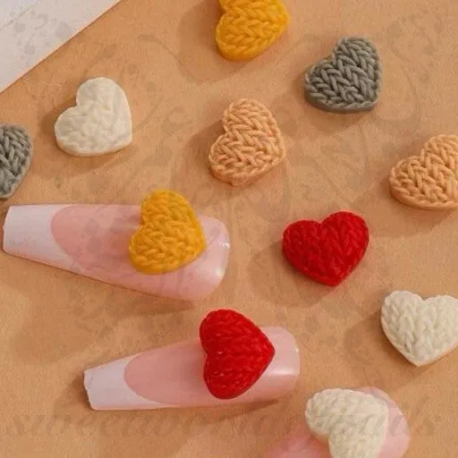 3D Wool heart Nail Art decoration charms / 4pcs