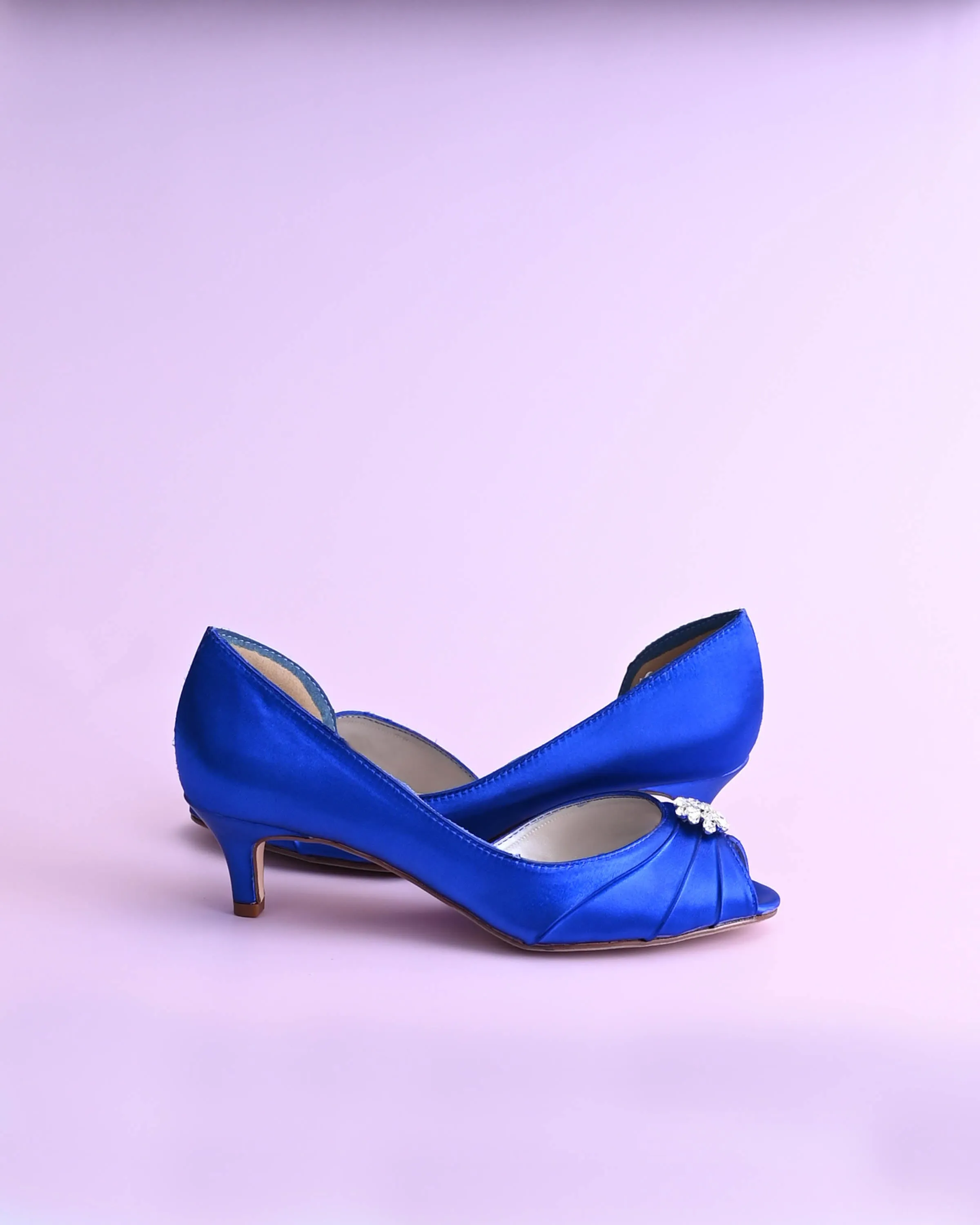 Abby Royal Blue Bridal Shoes with Simple Crystal Adornment