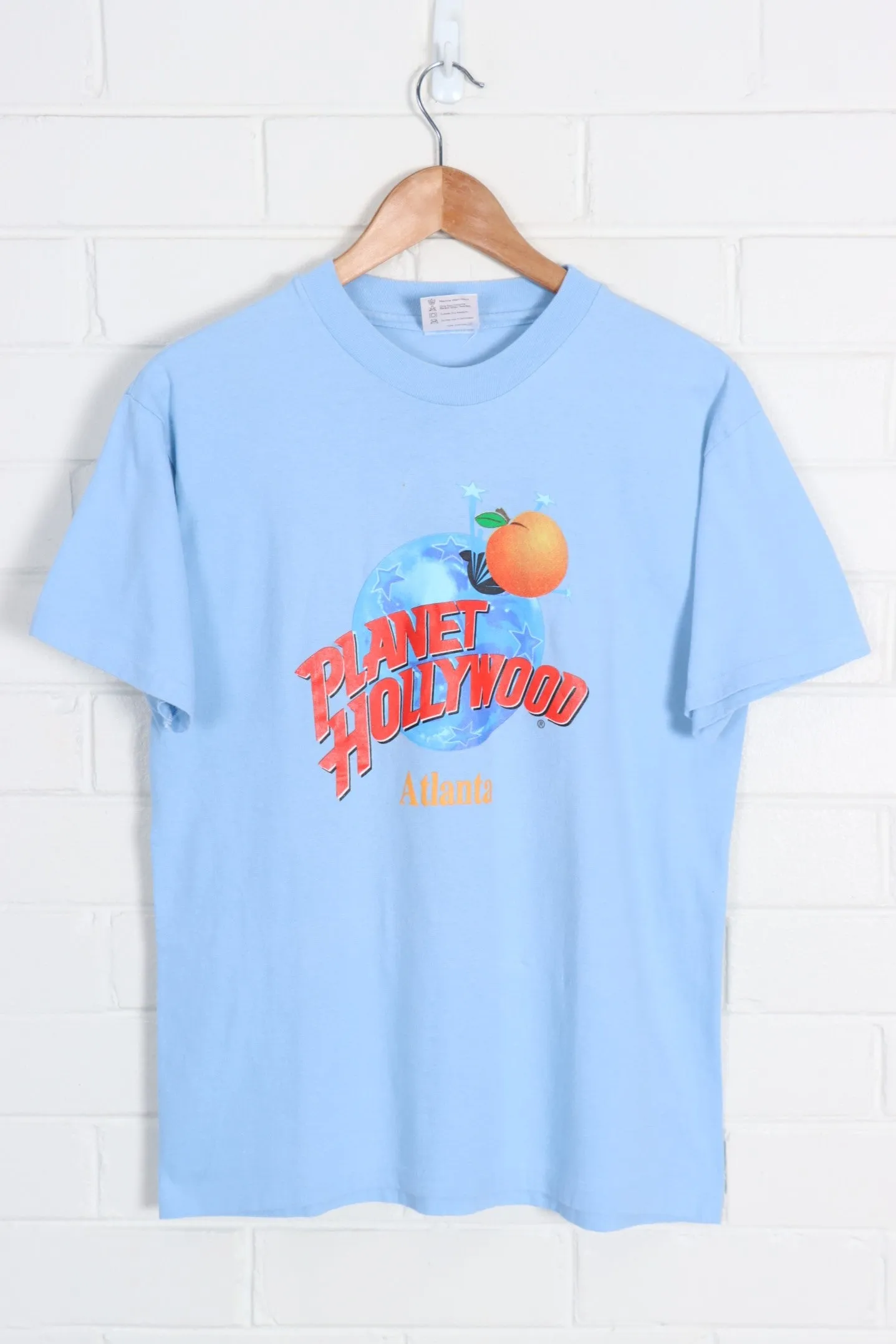 BABY BLUE PLANET HOLLYWOOD ATLANTA SINGLE STITCH USA MADE TEE (S-