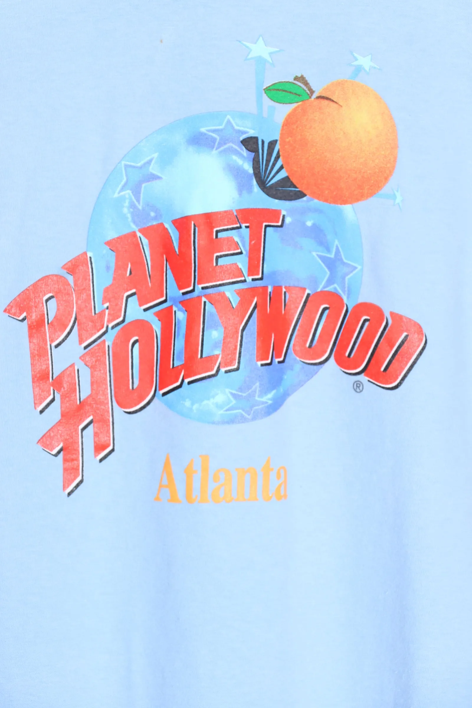 BABY BLUE PLANET HOLLYWOOD ATLANTA SINGLE STITCH USA MADE TEE (S-