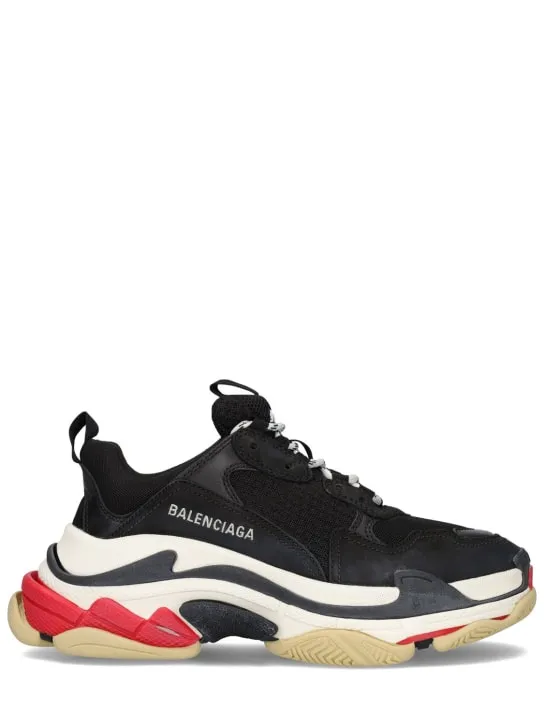 Balenciaga   60mm Triple S leather & mesh sneakers 