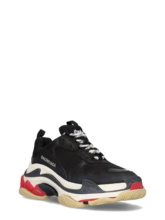 Balenciaga   60mm Triple S leather & mesh sneakers 