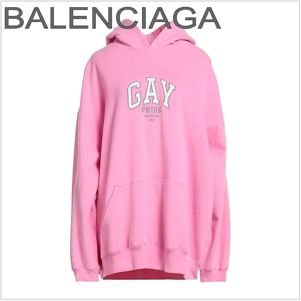 BALENCIAGA  |Plain Cotton Logo Hoodies & Sweatshirts