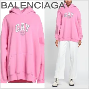 BALENCIAGA  |Plain Cotton Logo Hoodies & Sweatshirts