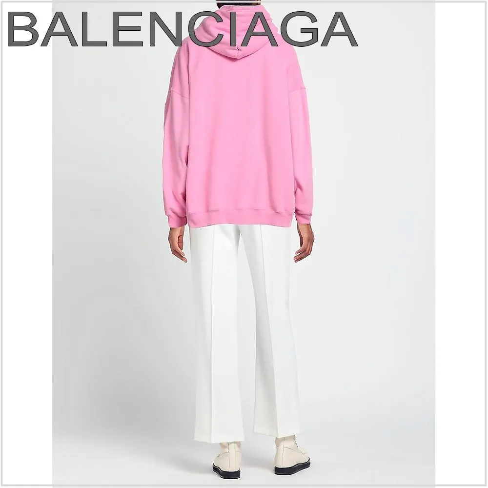 BALENCIAGA  |Plain Cotton Logo Hoodies & Sweatshirts