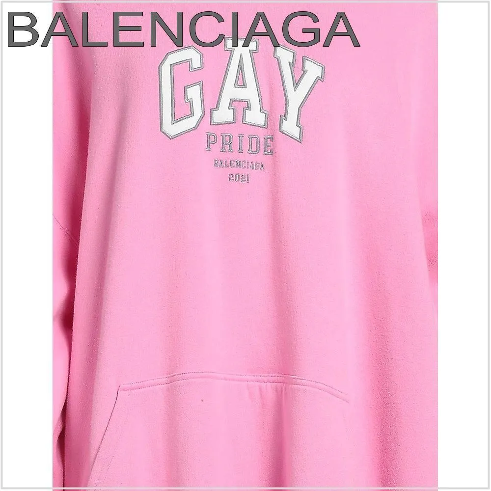 BALENCIAGA  |Plain Cotton Logo Hoodies & Sweatshirts