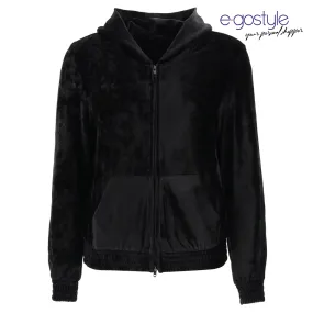 BALENCIAGA  |Women's Bb Paris Strass Zip-up Hoodie Fitted in Black