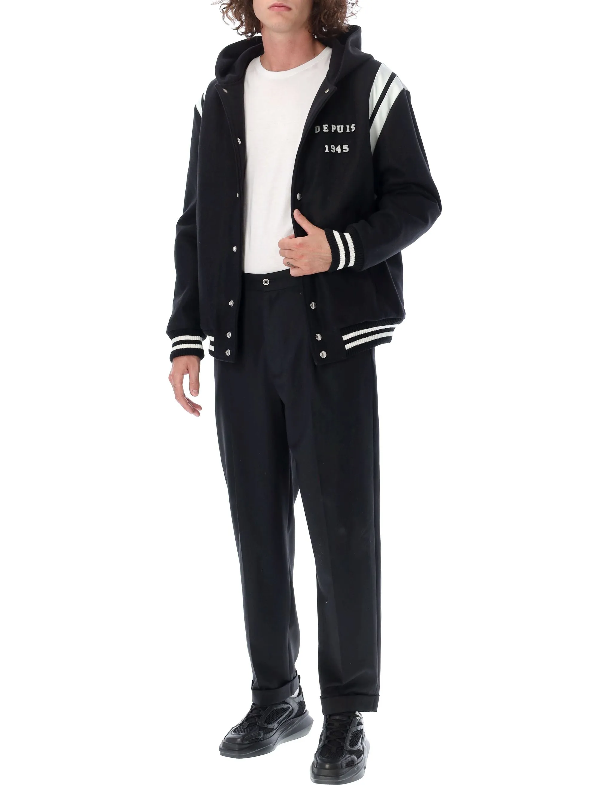 Balmain Long-Sleeved Hooded Teddy Jacket