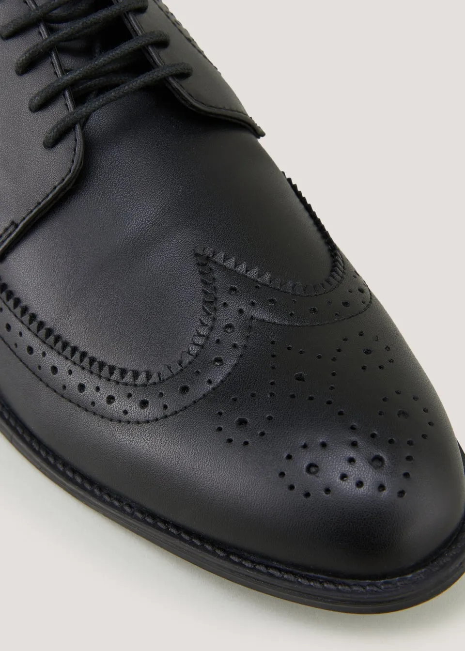 Black PU Brogue Wide Fit Formal Shoes