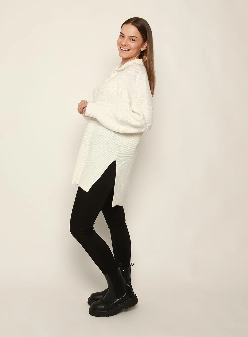 Bounty Wool Zip Knit-White