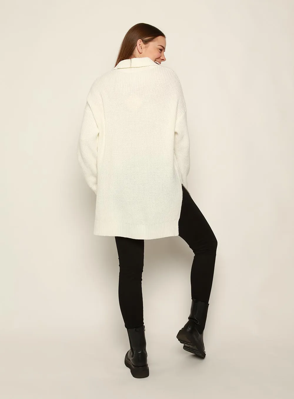 Bounty Wool Zip Knit-White