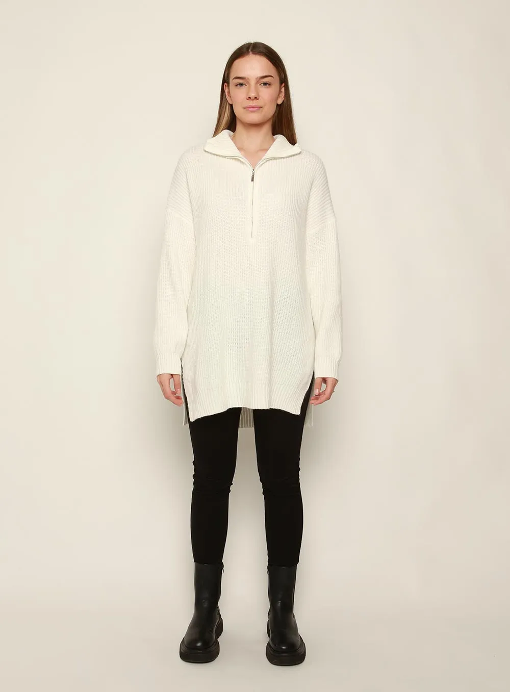 Bounty Wool Zip Knit-White