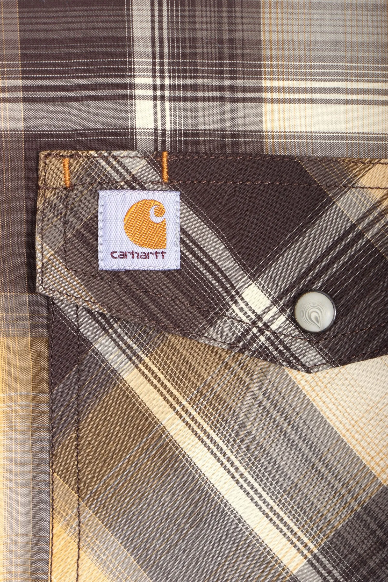 CARHARTT Brown & Gold Relaxed Fit Tartan Long Sleeve Shirt (XXXL)