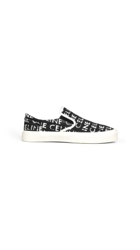 Celine Elliot Slip-on In Celine Printed Canvas - Black/Optic White