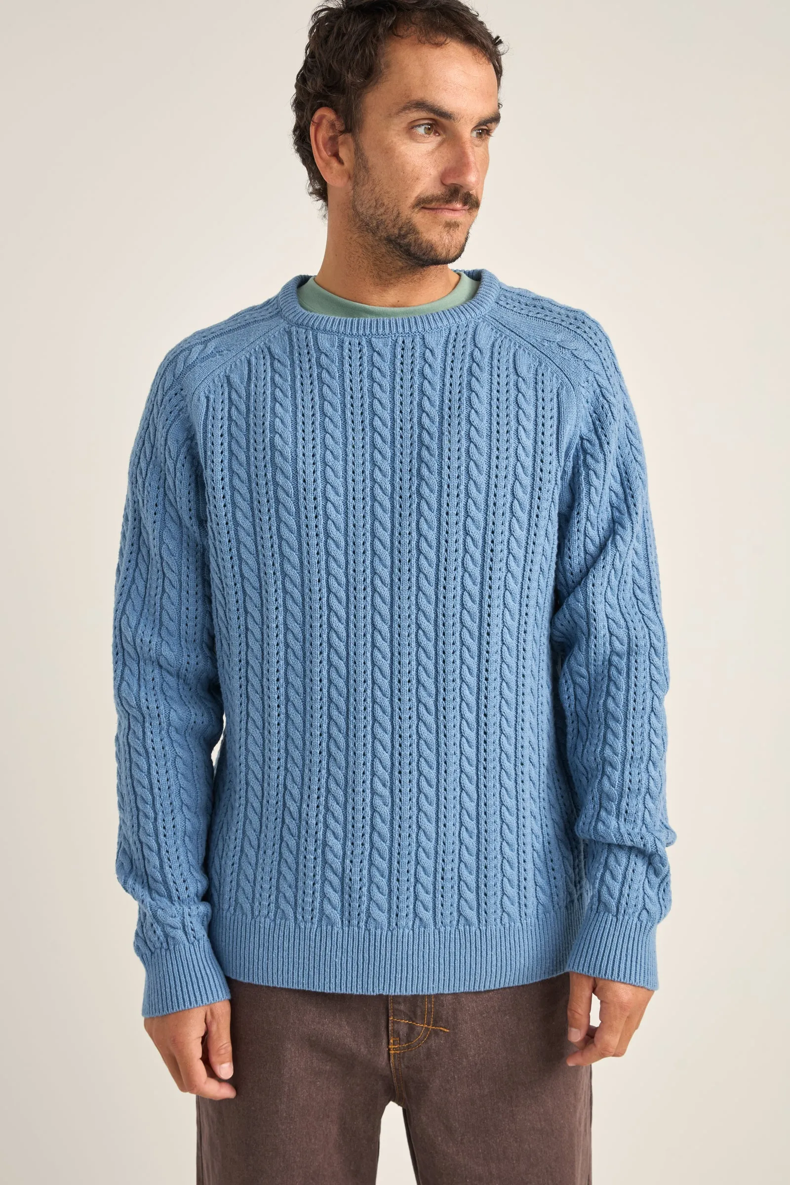 Doheny Pointelle Crew Knit  Slate