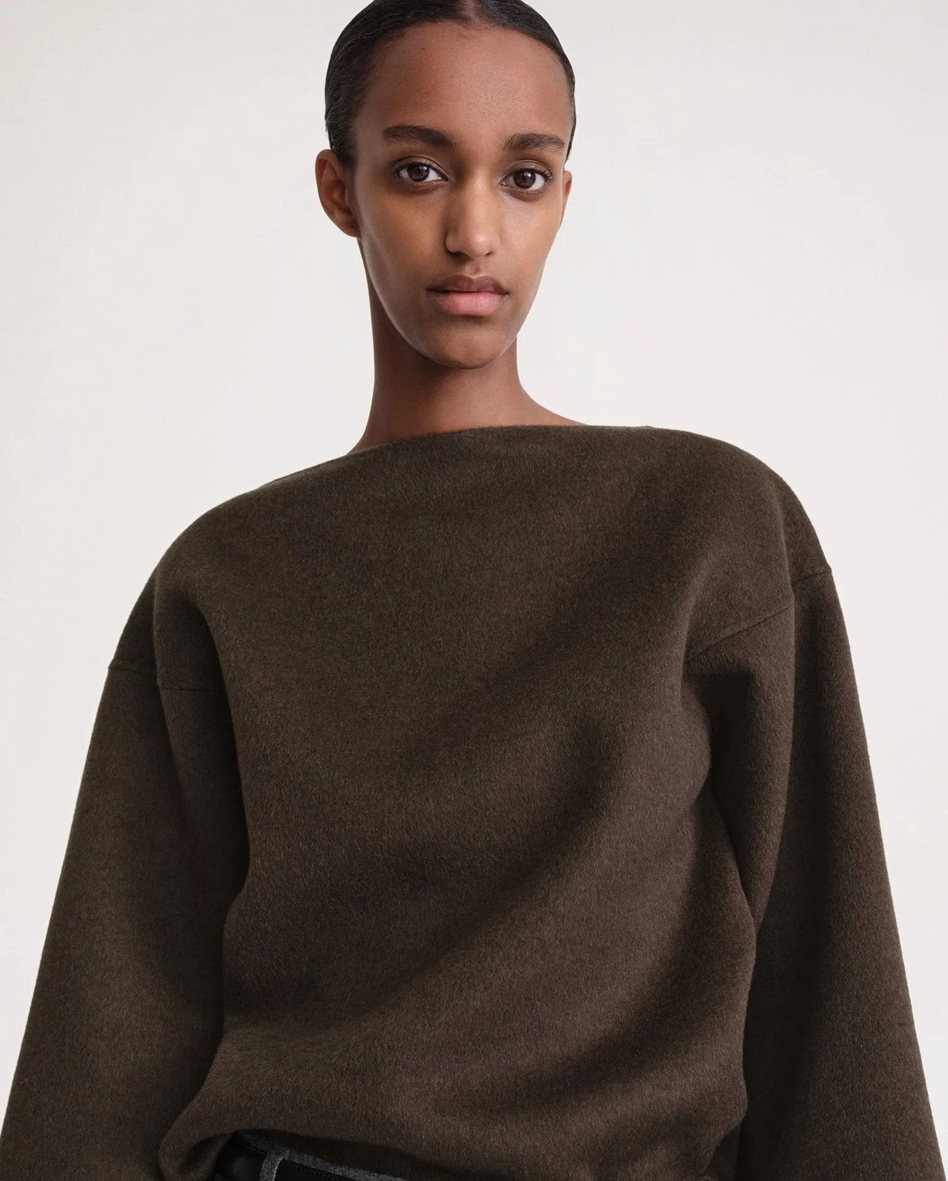 DOUBLÉ WOOL TOP / CHOCOLATE MELANGE