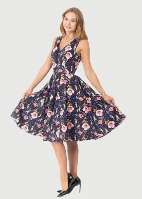 Eva Rose Clothing Iris Carnivorous Plants 50's Swing Dress