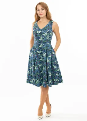 Eva Rose Clothing Iris Moth 50's Swing Dress Green