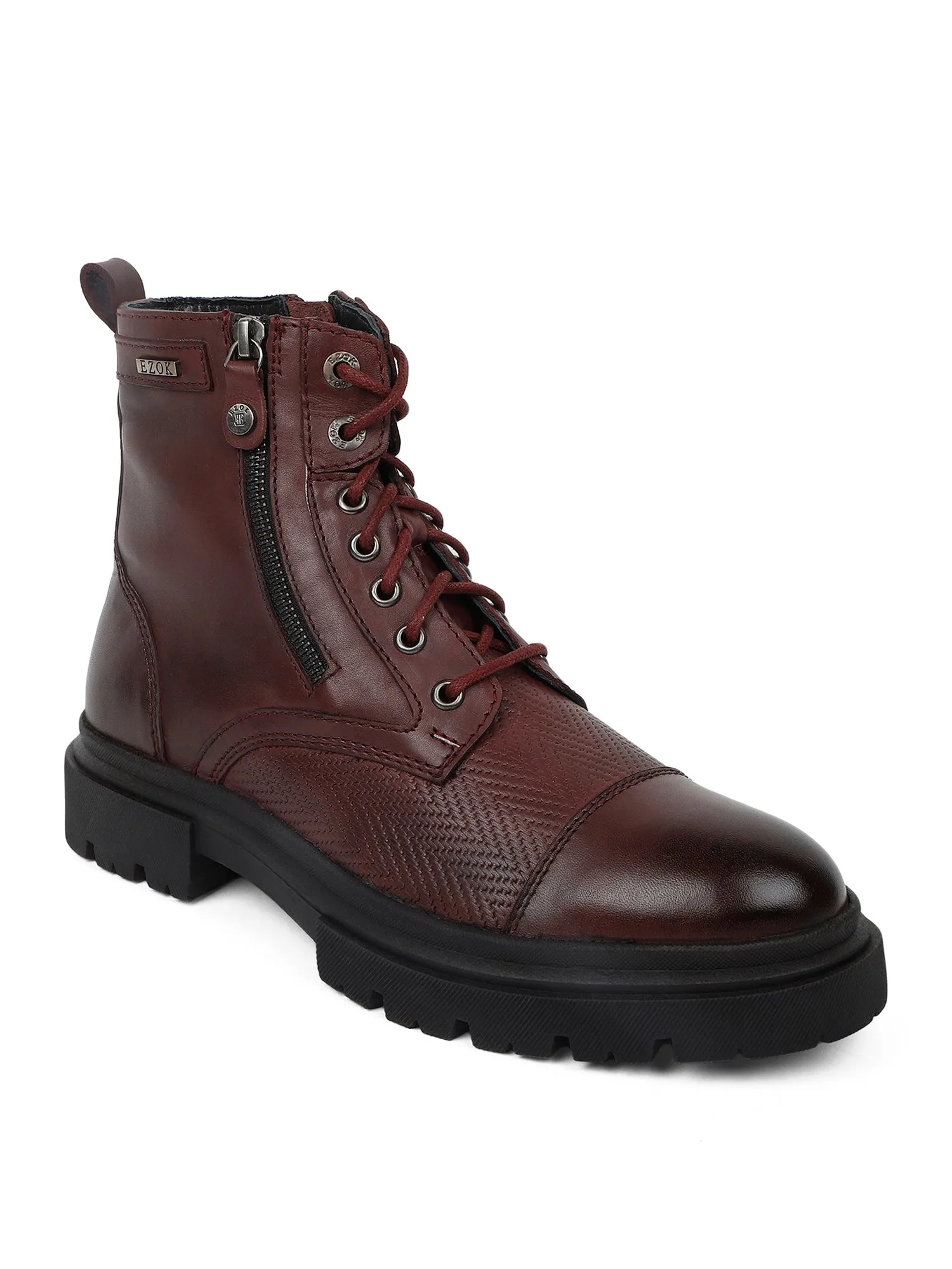 Ezok Bordo Leather Boot Shoes For Men(2501)