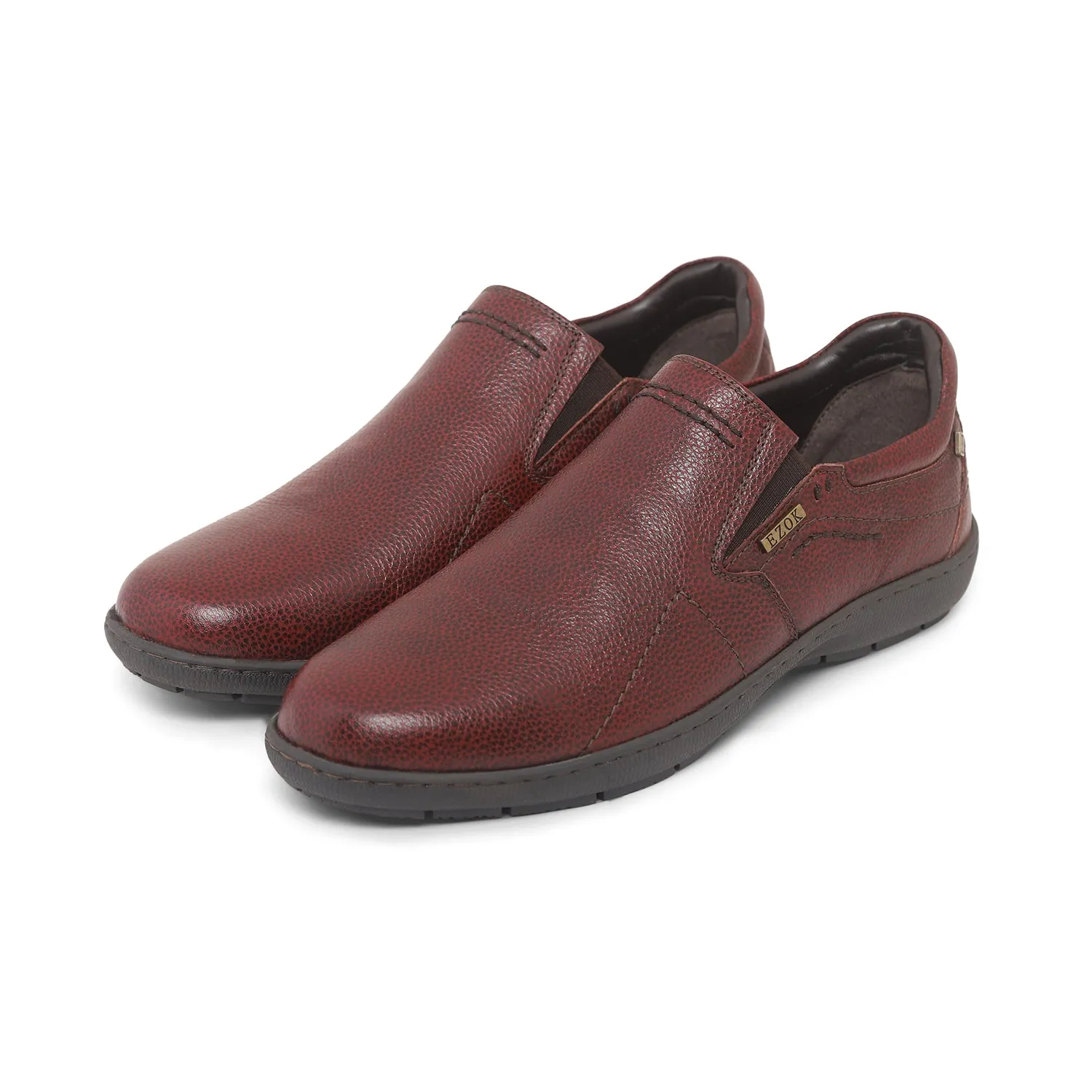 Ezok Men Maroon Leather Slipon