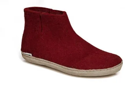 Glerups - Slipper Boot Leather Sole Red