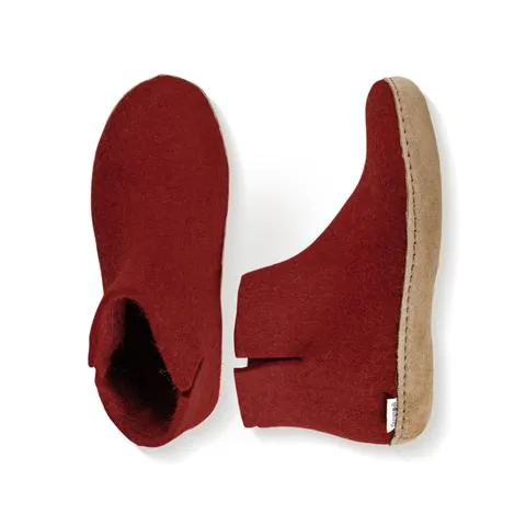 Glerups - Slipper Boot Leather Sole Red