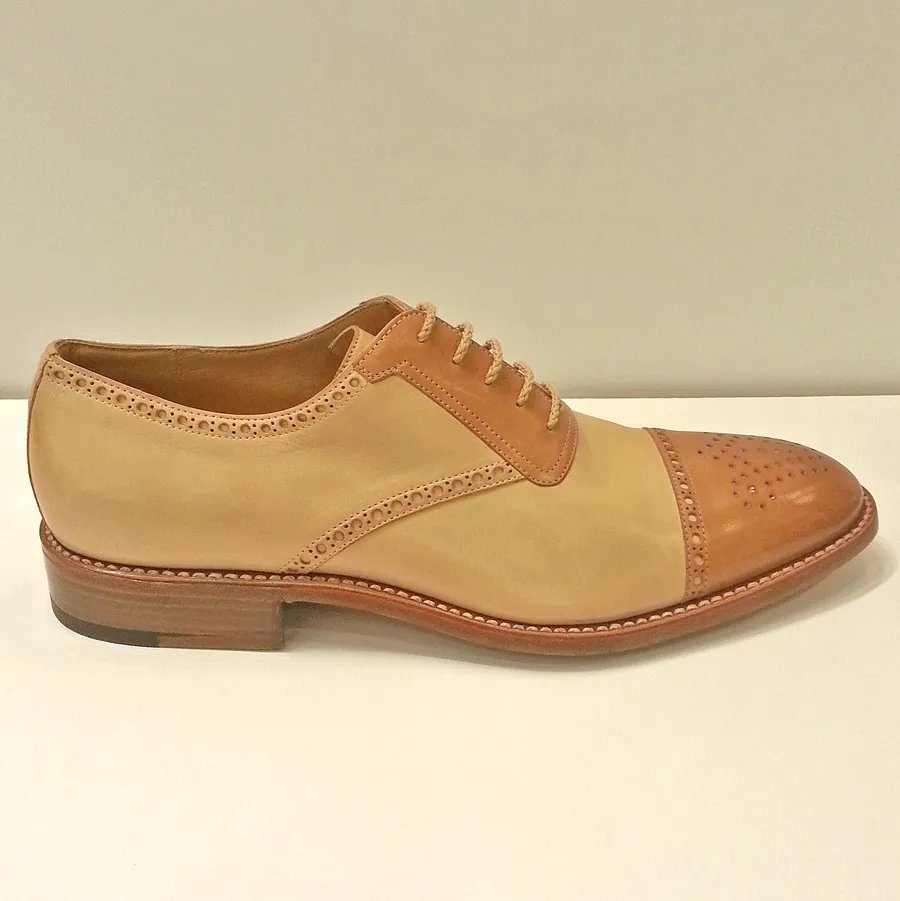 Gravati Cap Toe Spectator Two Tone Shoes in Bruma Lino