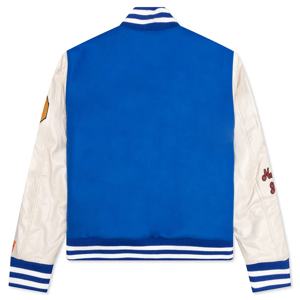 Heron Patches Varsity Jacket - Blue/Yellow