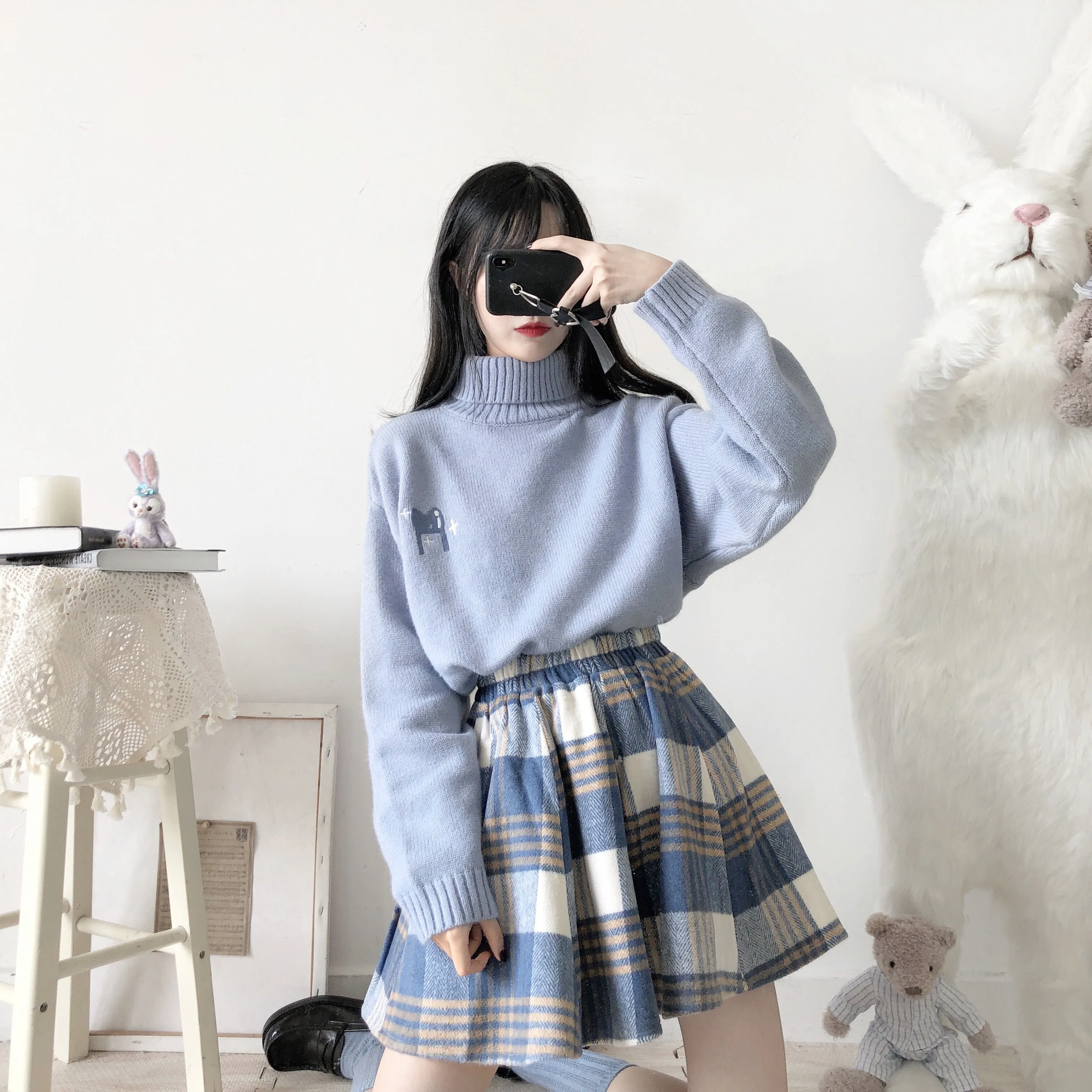 JAPANESE WOOL PLAID SKIRT BY63132