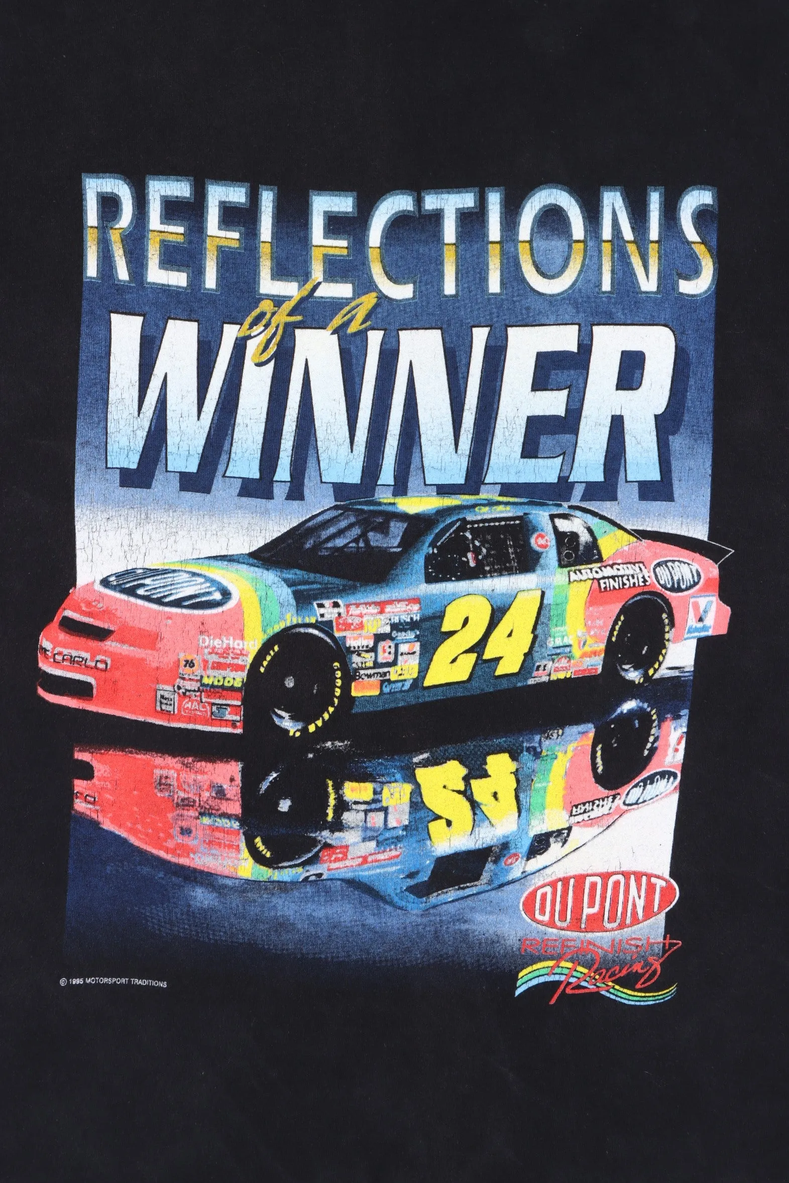 Jeff Gordon 1995 Reflections of A Winner Front Back Single Stitch Tee USA Made (L)