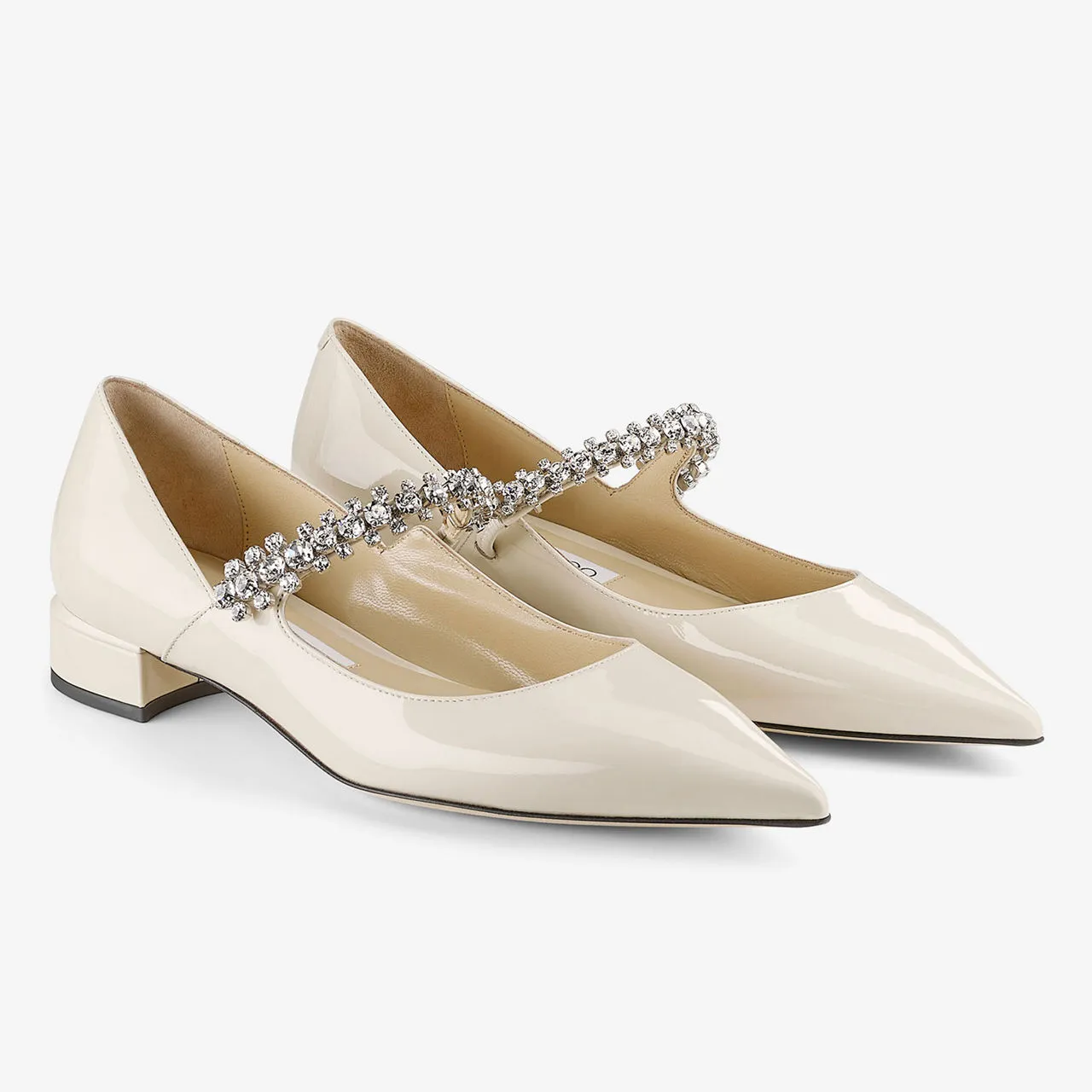 JIMMY CHOO Bing Patent Leather Ballet Flats - Cream