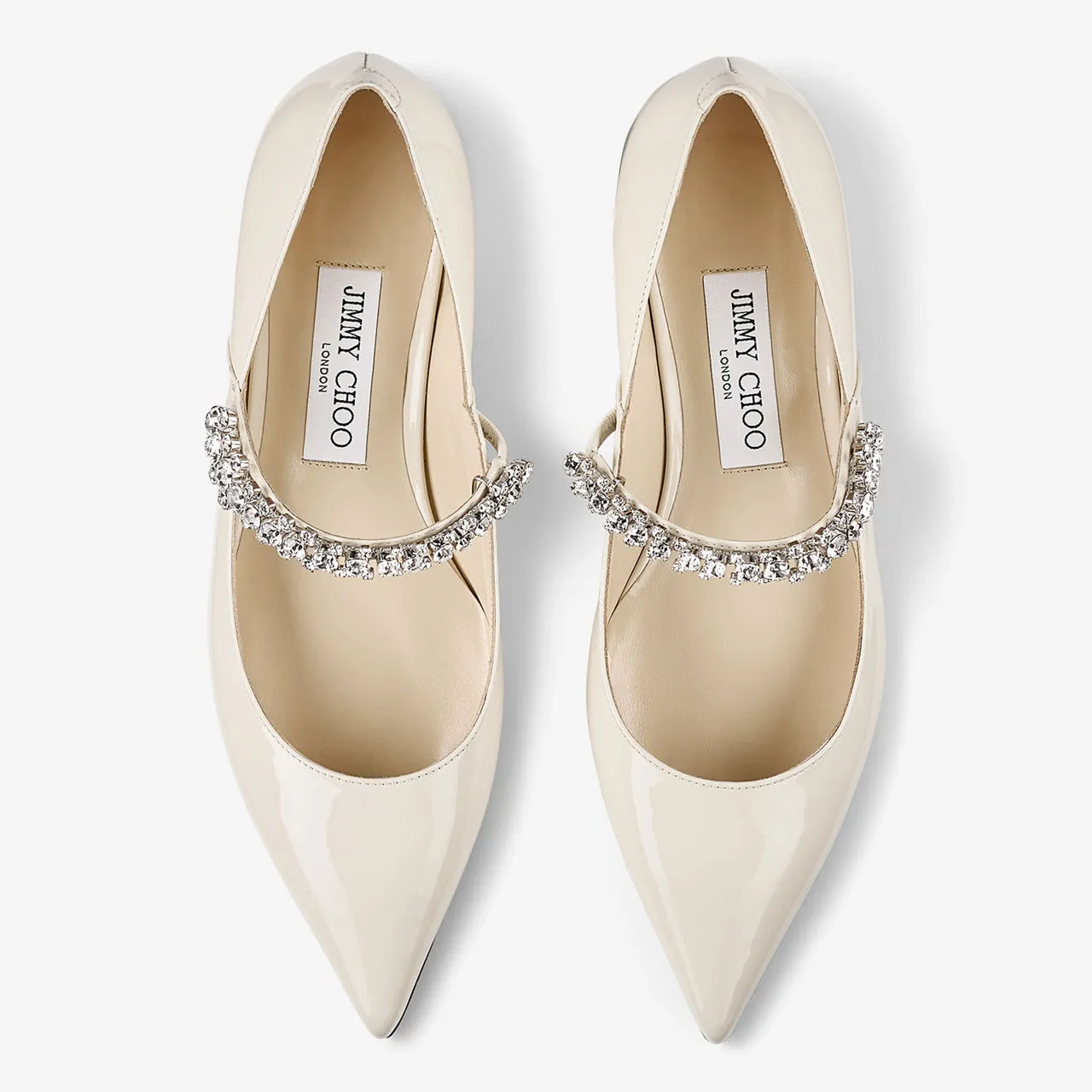 JIMMY CHOO Bing Patent Leather Ballet Flats - Cream