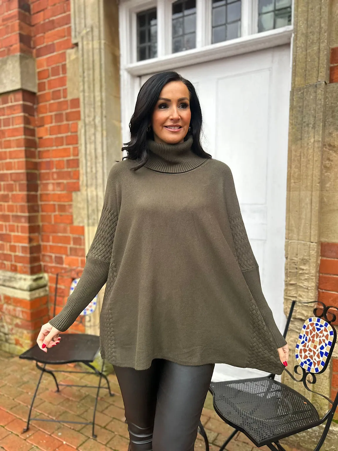 Khaki Textured Knit Yasmine