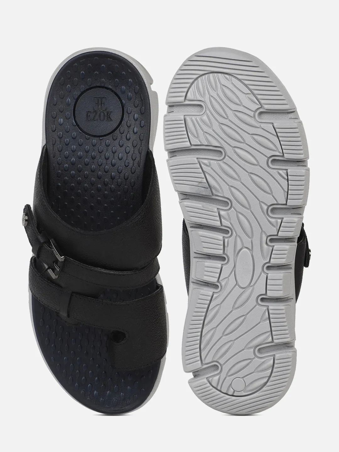 Leather sandal for men (black)