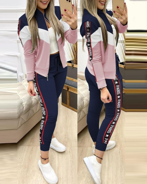 Long Pants Sports Suit Female Sweatshirt Sportswear Suit For Woman