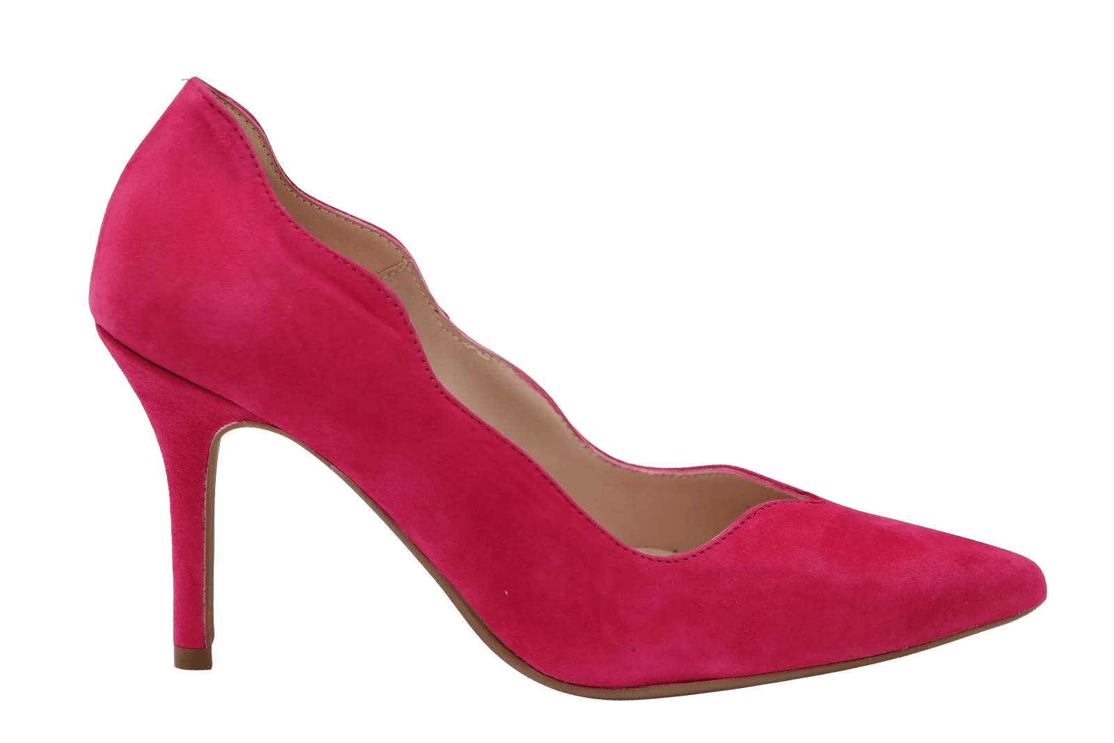 MARIAN Fuchsia Pink Suede Scalloped edge court shoe