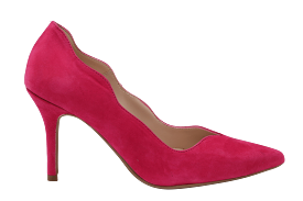 MARIAN Fuchsia Pink Suede Scalloped edge court shoe