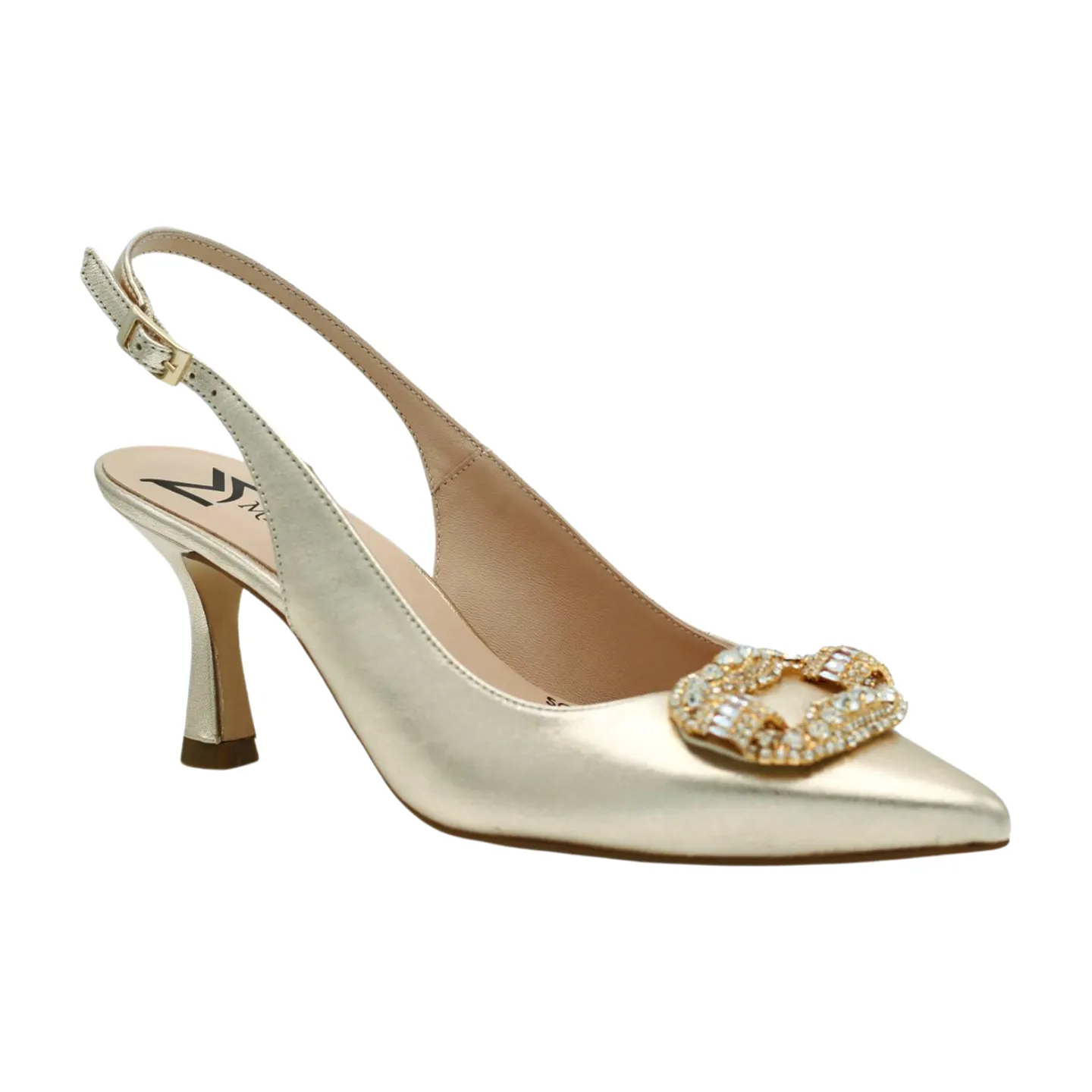 MARIAN Gold leather Slingback with  Diamante Buckle