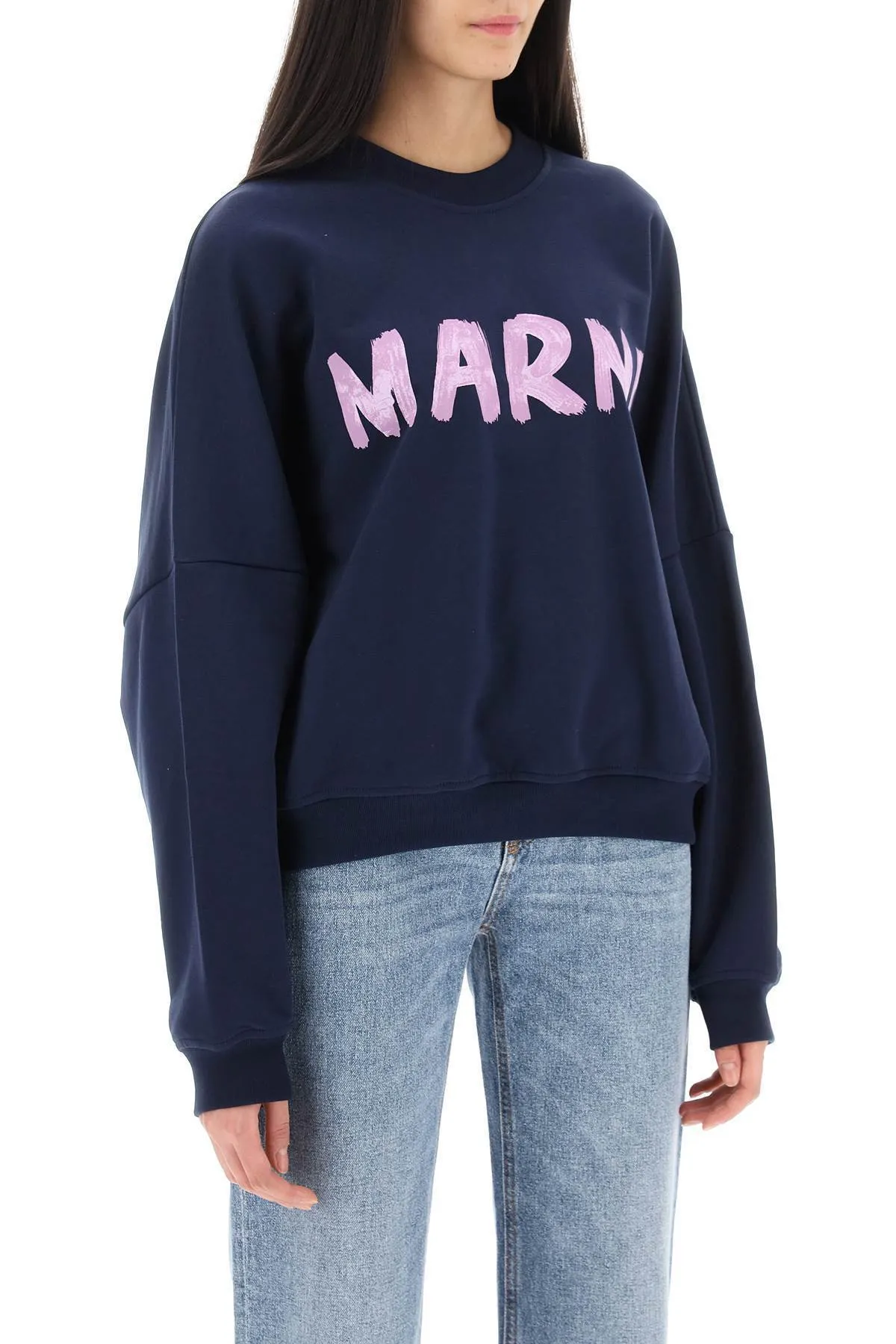 MARNI  |Blue bio cotton sweatshirt with Marni print