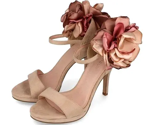 MENBUR Nude suede sandal with corsage