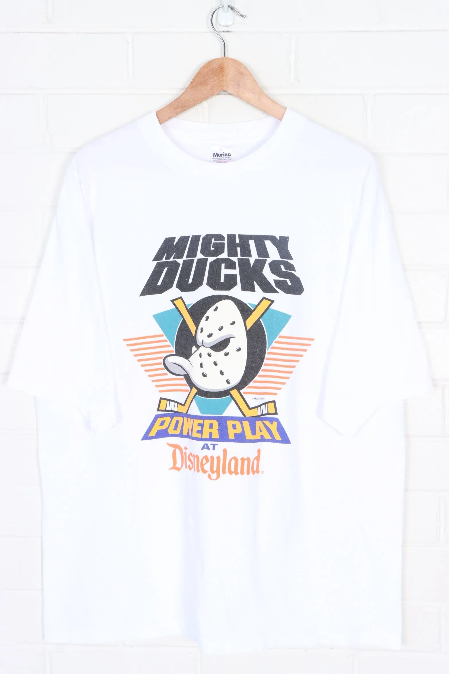 Mighty Ducks Power Play at Disneyland Single Stitch T-Shirt USA Made (XL)