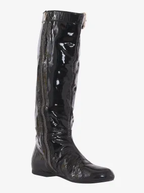 Miu Miu boot in black patent leather, 2000s