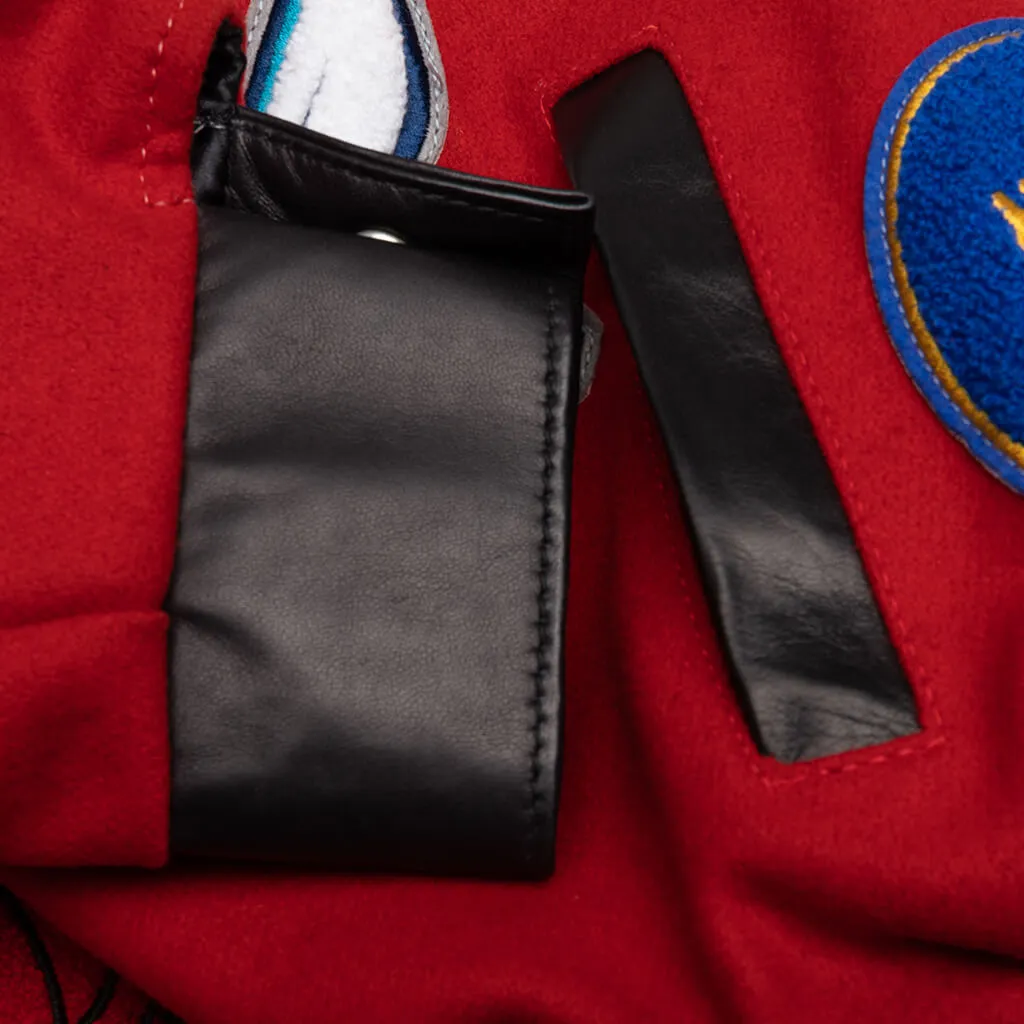 NBA Collage Wool & Leather Jacket - Red