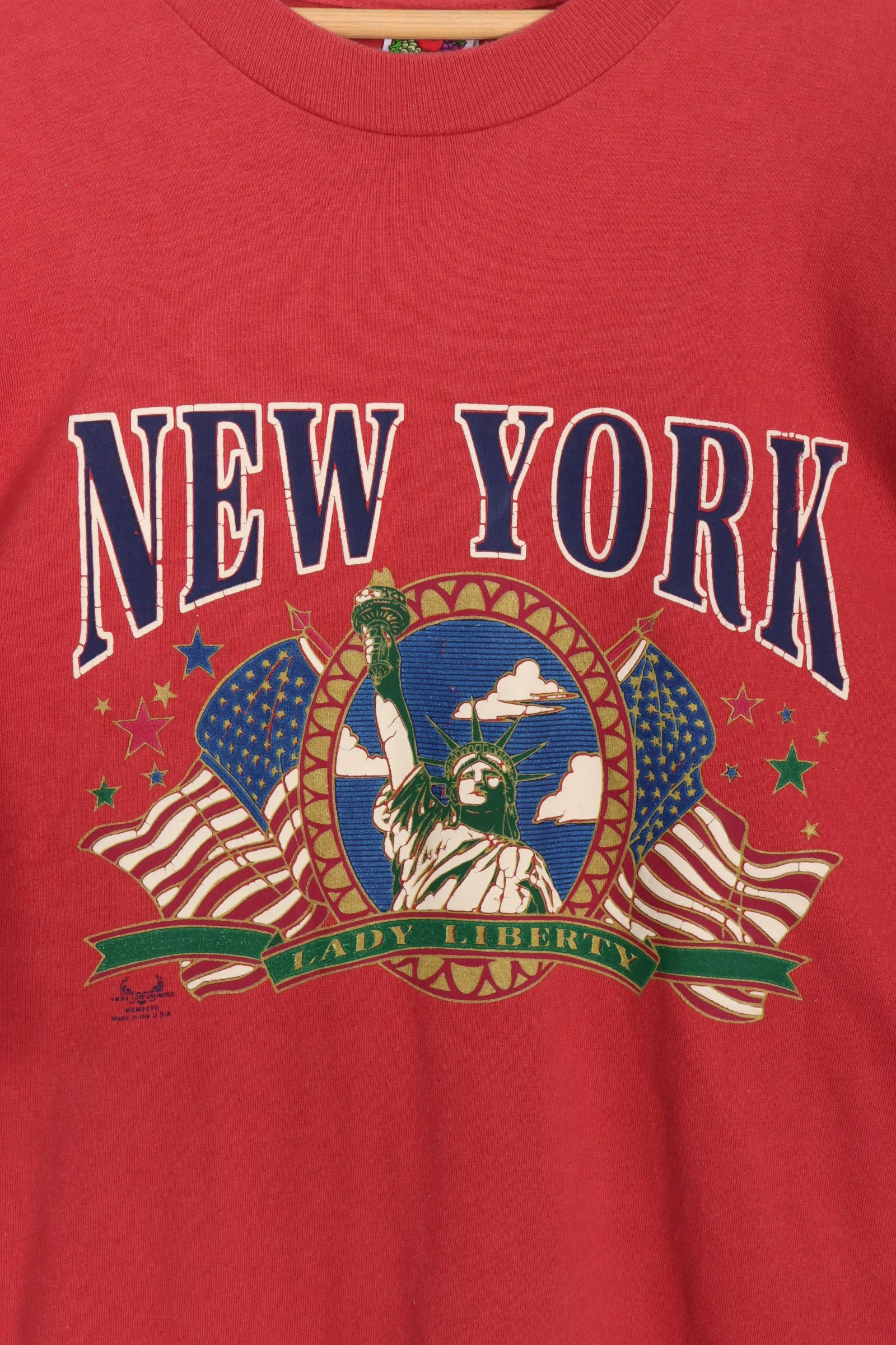 New York Lady Liberty Statue Patriotic Puff Print Tee (XXL)