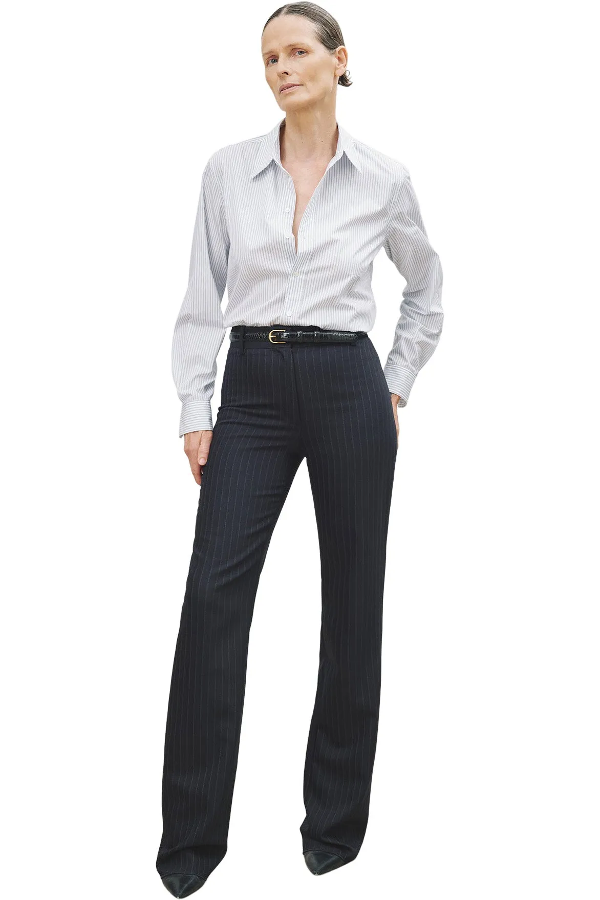 Nili Lotan Corette Pant in Navy Pinstripe