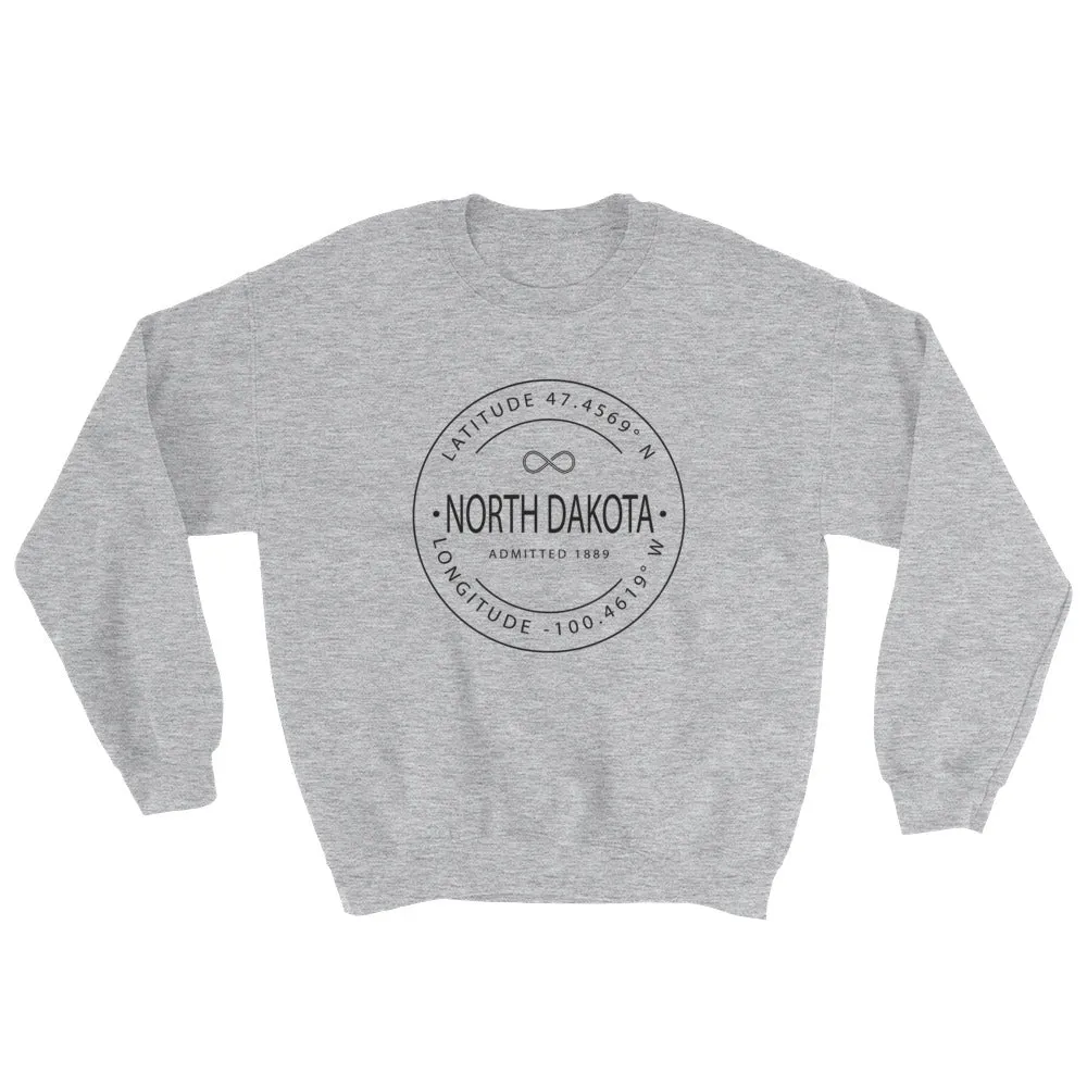 North Dakota - Crewneck Sweatshirt - Latitude & Longitude