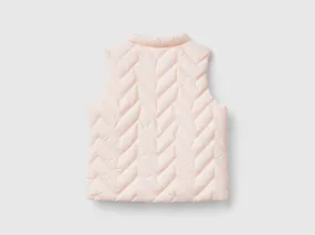 Padded vest in technical fabric - Soft Pink | Benetton