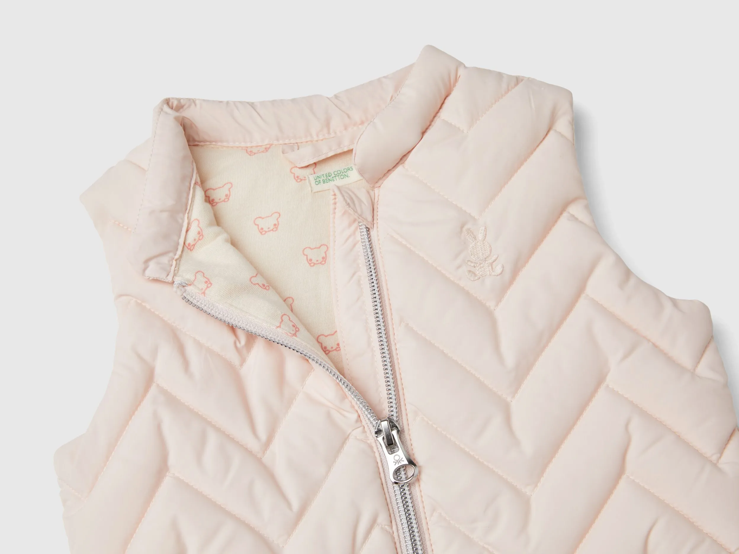 Padded vest in technical fabric - Soft Pink | Benetton