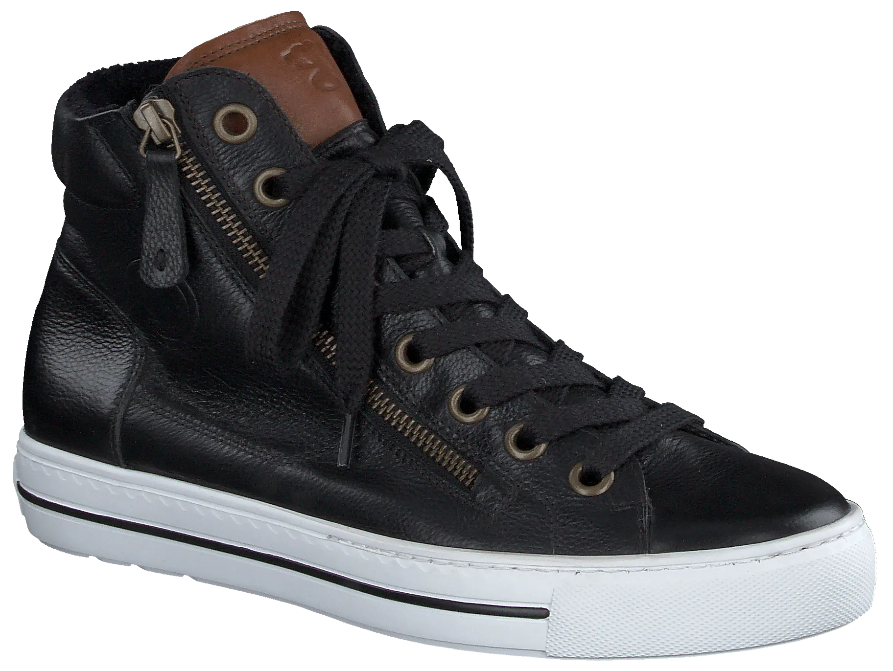 PAUL GREEN 4024 Black Leather High Top Trainer