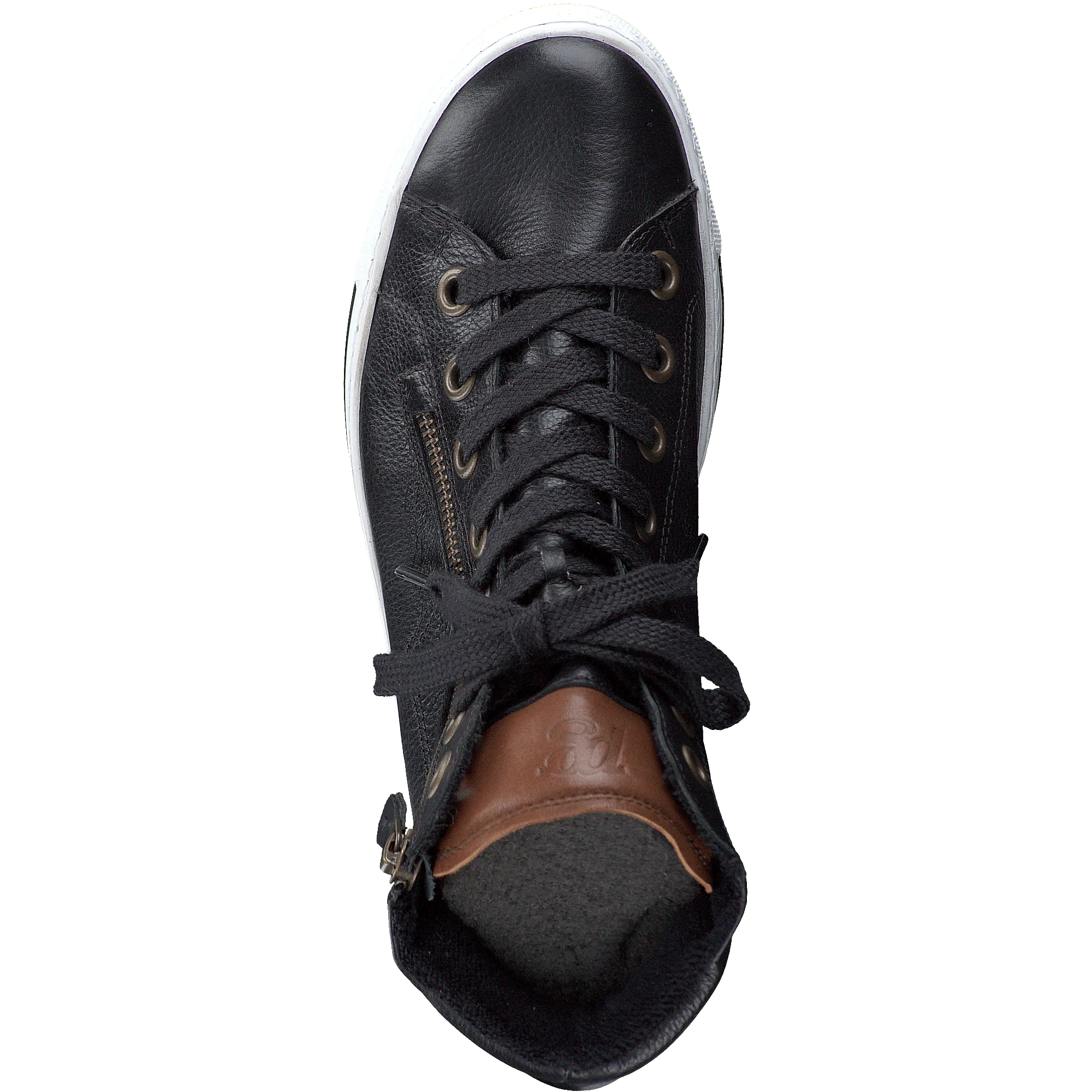 PAUL GREEN 4024 Black Leather High Top Trainer